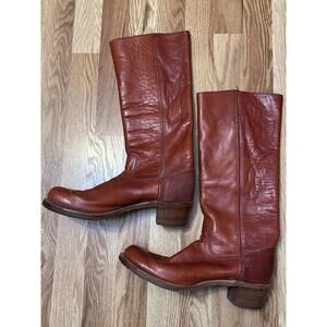 Frye Vintage Vtg Orange Brown Leather Cowboy Boots Made In USA Women’s 10